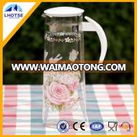 Glass Jug With Decals Glass Water Jug Set With Lid and Plastic Handle from Anhui Faqiang Glass Factory